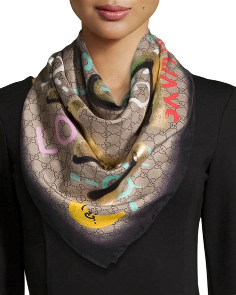 gucci silk scarf women's